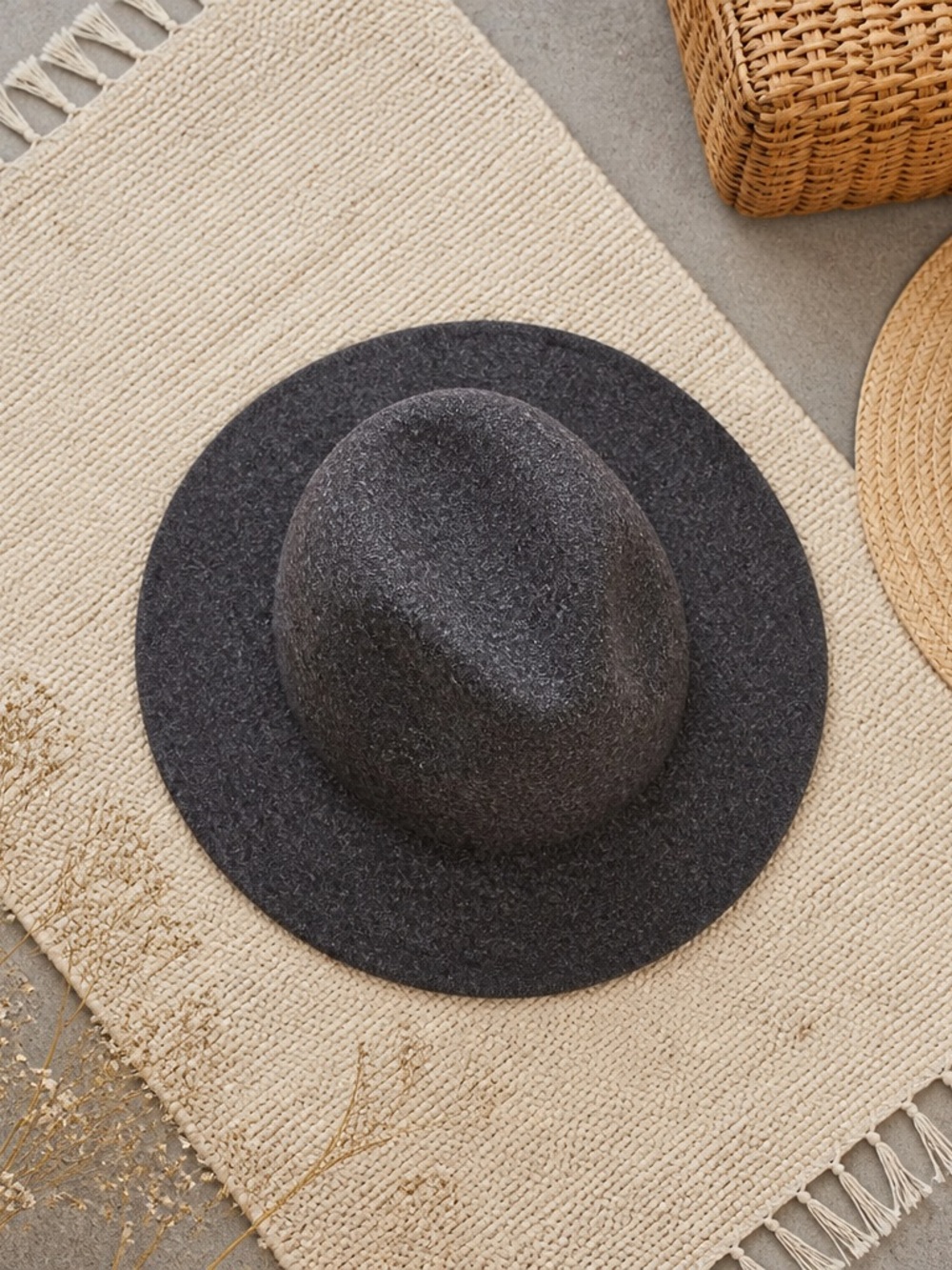 Charcoal Wool Fedora Hat - Classic Felt Style